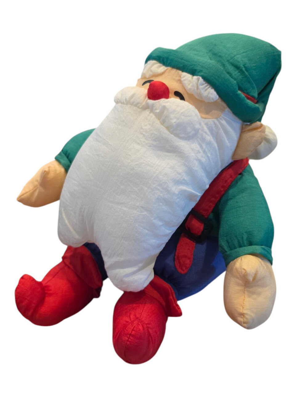 Vtg Department 56 nylon puffy Christmas plush toy Santa Claus Parachute